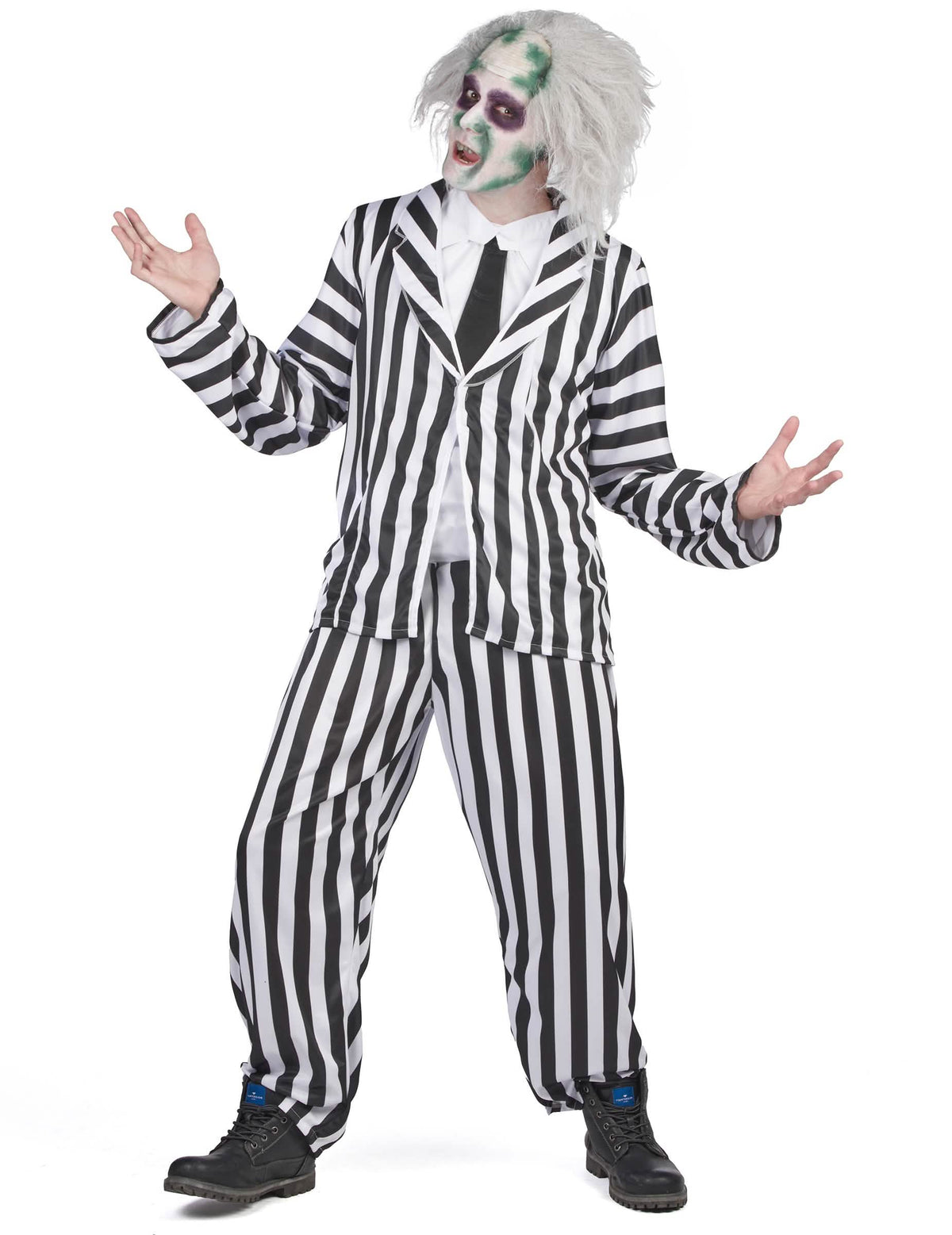 Déguisement Beetlejuice pour homme rayé noir et blanc