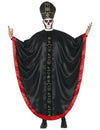 Déguisement cardinal satanique pour adulte noir et rouge avec motifs dorés