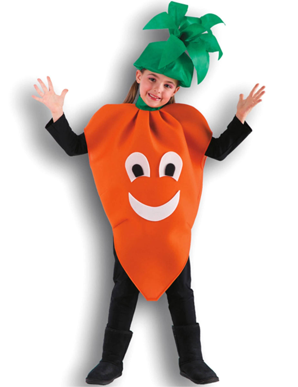 Disfraz de zanahoria para niña naranja con tocado verde