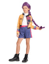 Déguisement de chasseuse de démon Kpop pour fille avec veste jaune et short bleu