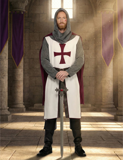 Disfraz de caballero templario de lujo para hombre