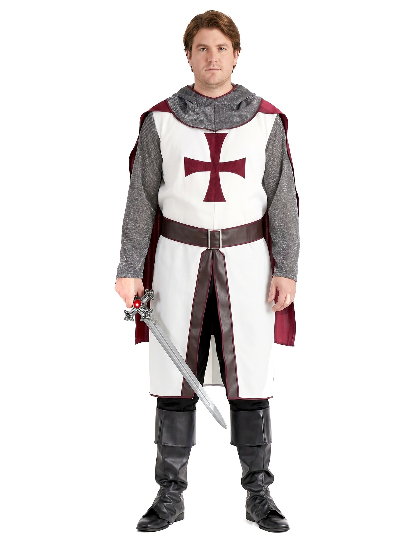 Disfraz de caballero templario de lujo para hombre