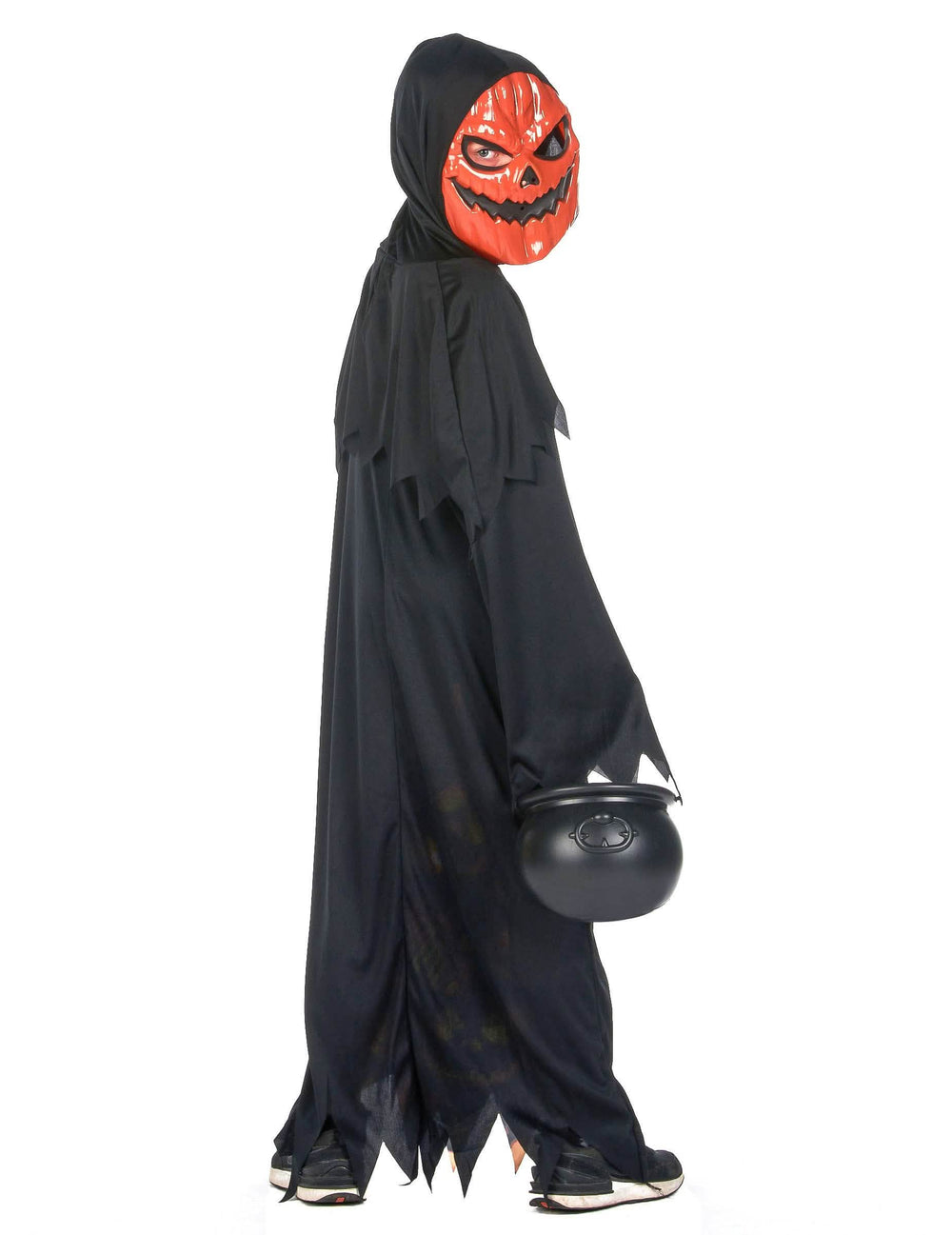 Vue de dos du déguisement de citrouille creepy pour enfant
