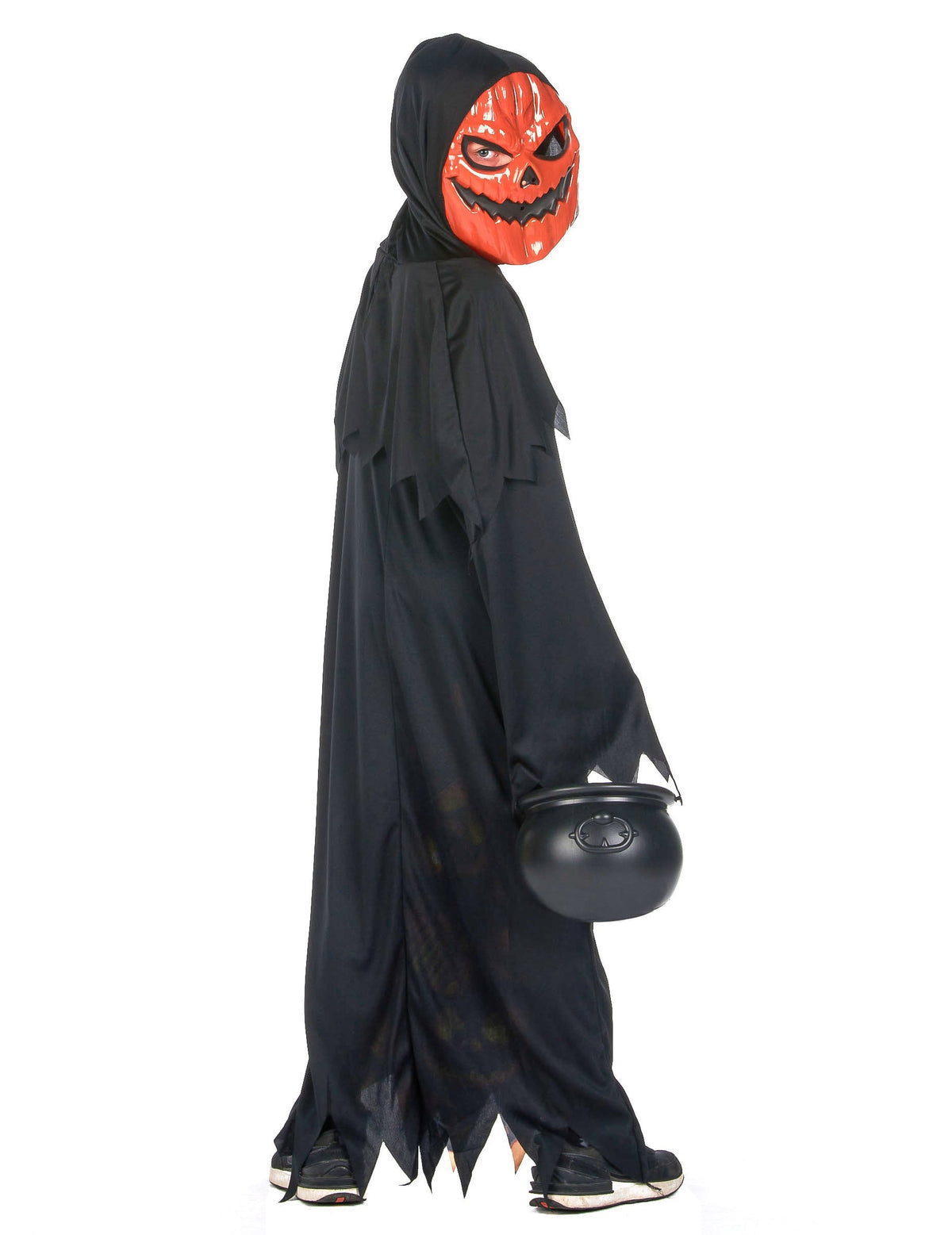 Vue de dos du déguisement de citrouille creepy pour enfant