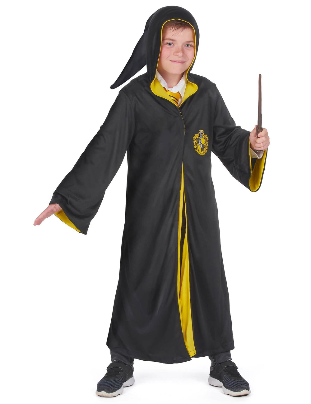 Disfraz clásico de Harry Potter de Hufflepuff para niño negro y amarillo