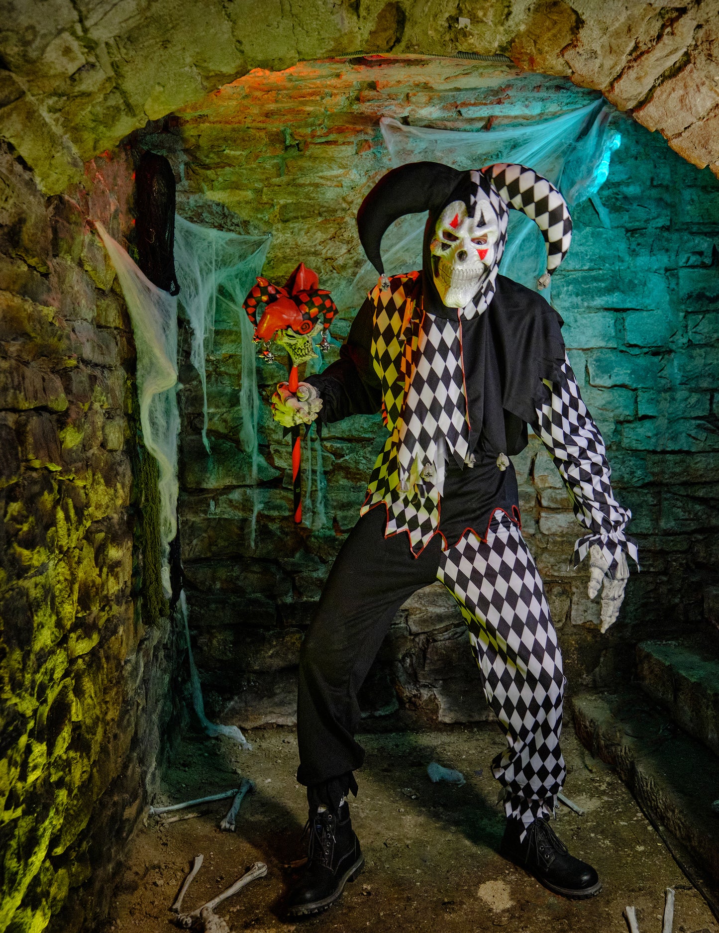 Disfraz de arlequín de Halloween negro
