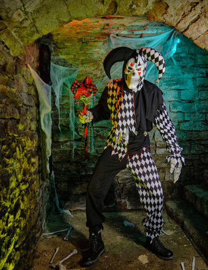 Disfraz de arlequín de Halloween negro