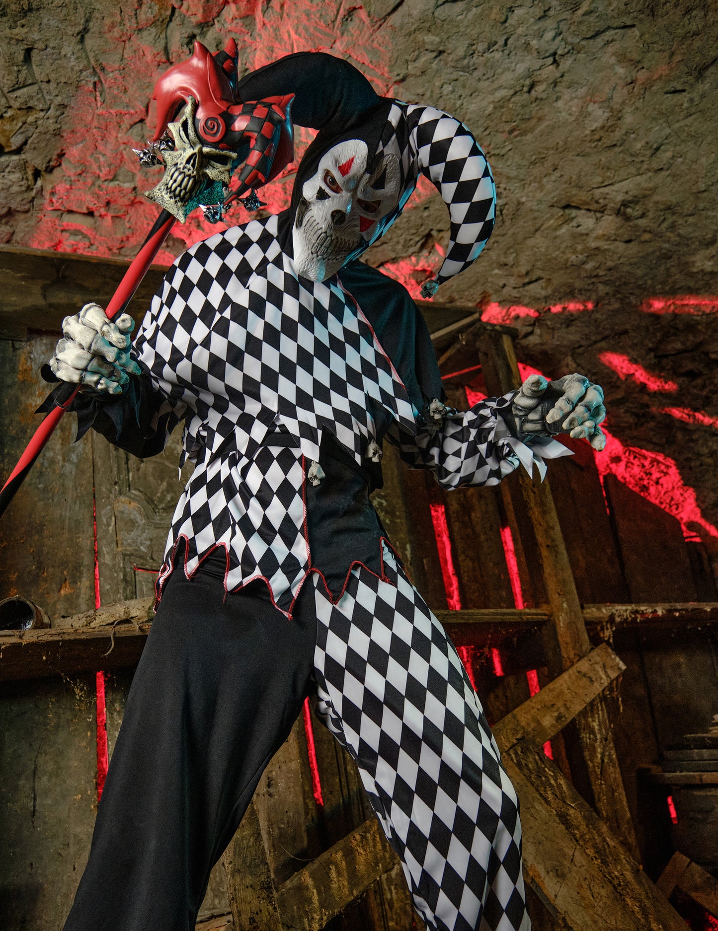 Disfraz de arlequín de Halloween negro