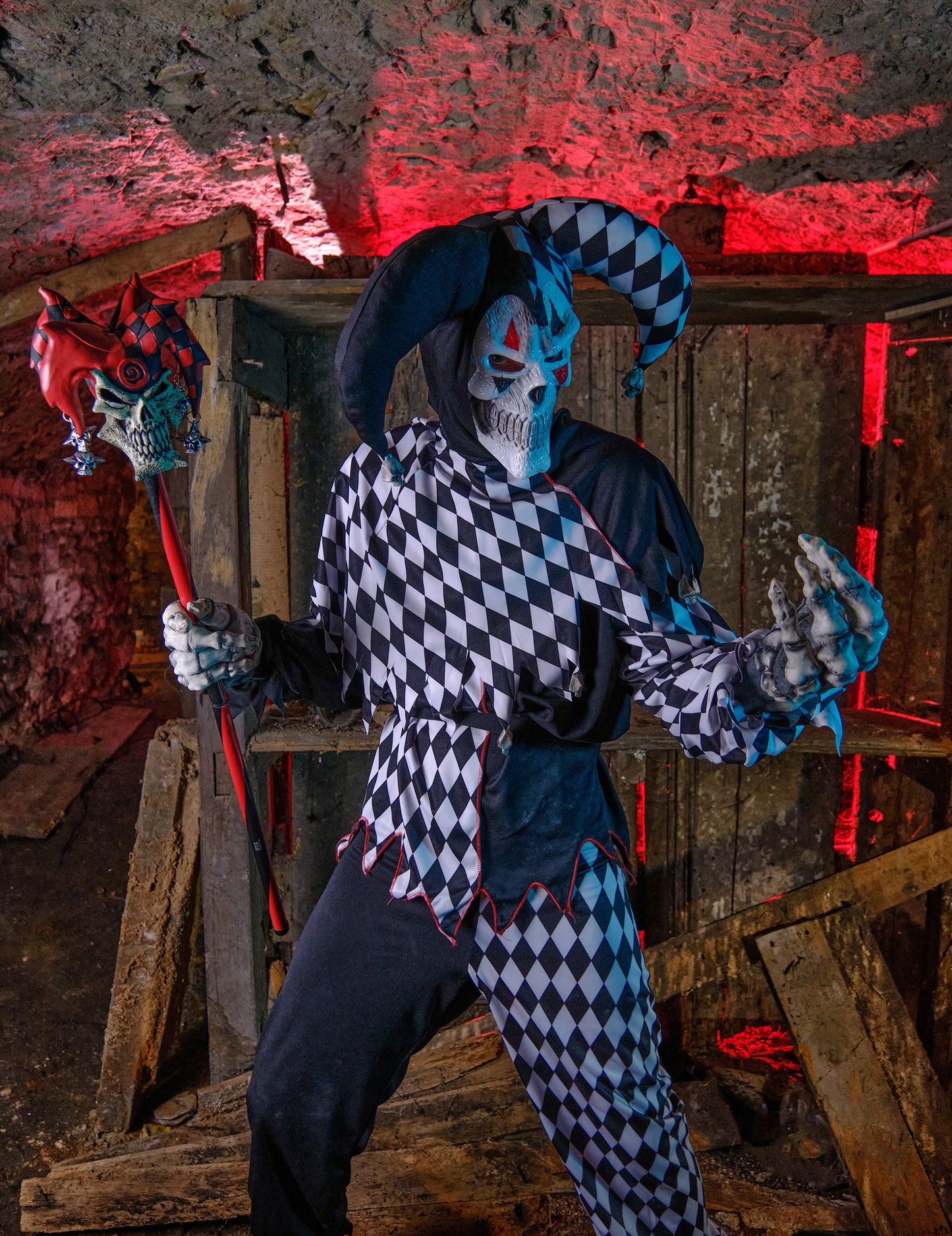 Disfraz de arlequín de Halloween negro
