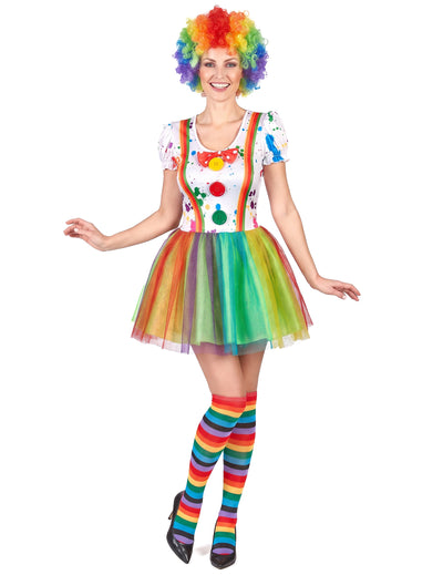 Disfraz de payaso pintor multicolor mujer