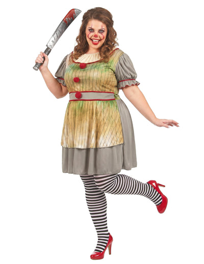Disfraz de payaso psicópata talla grande para mujer