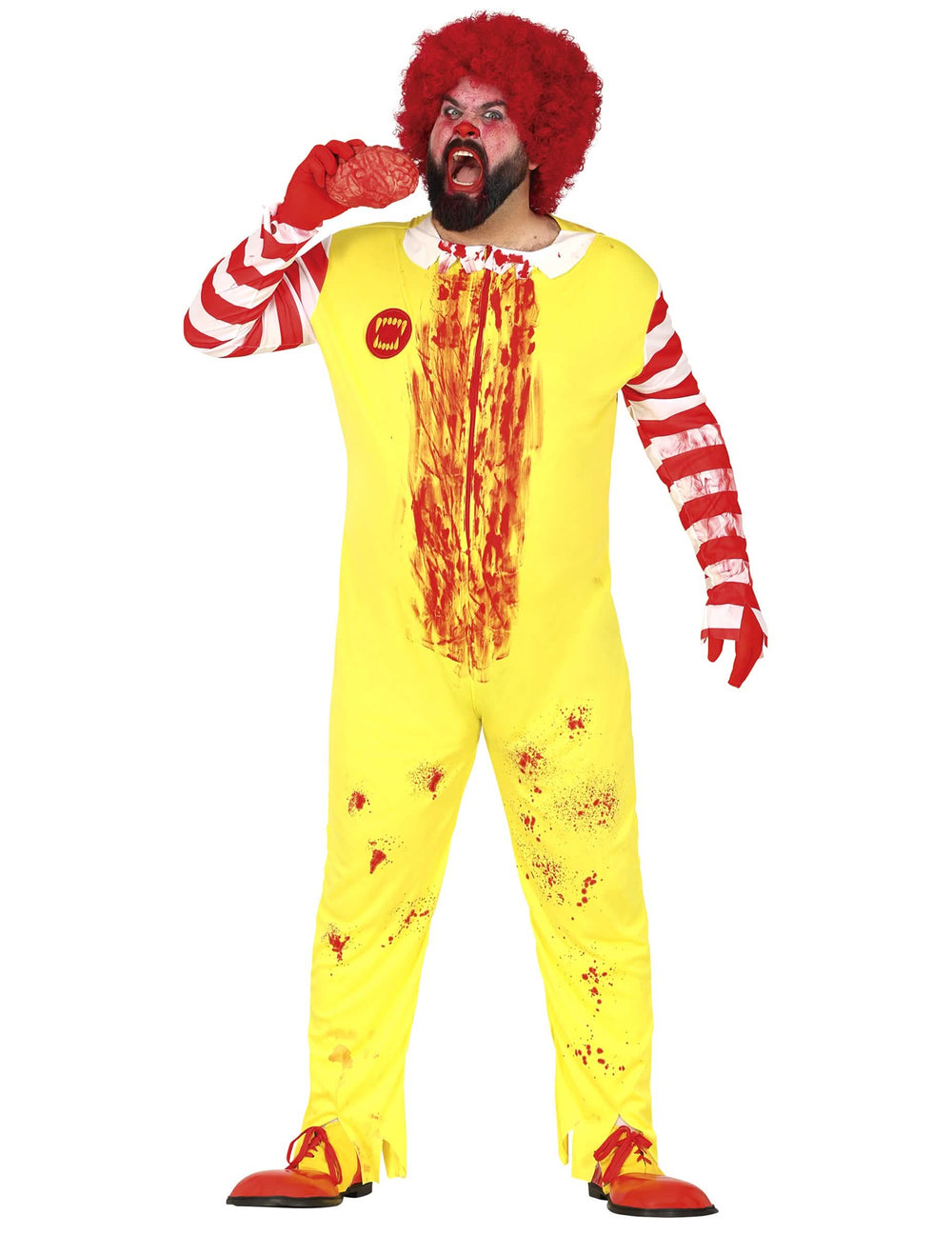 Vista frontal del disfraz de zombie payaso para adulto