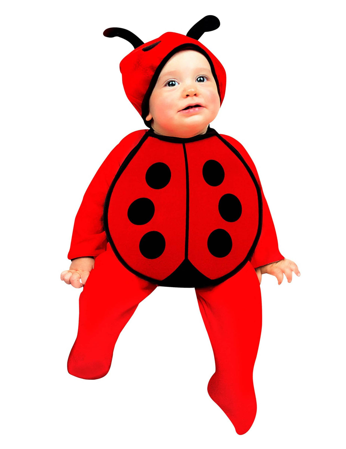 Disfraz de mariquita para bebé rojo y negro con capucha con antenas