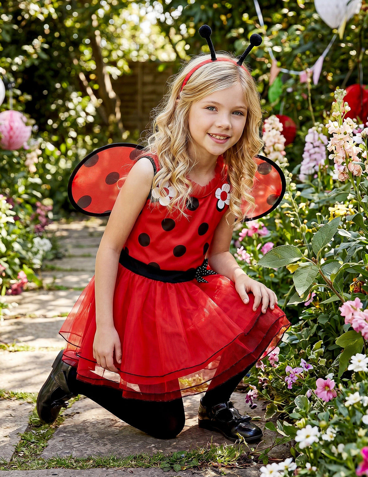 Disfraz de mariquita con flores Niña