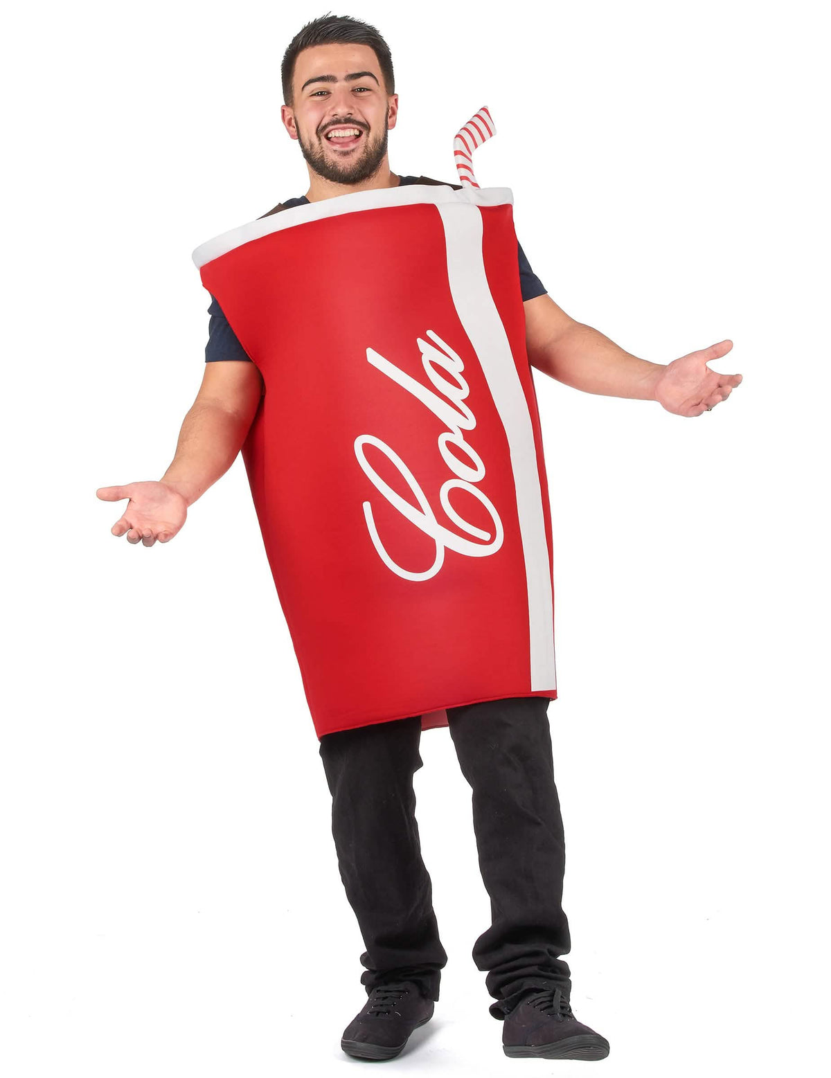Disfraz de cola para adulto rojo y blanco con pajita