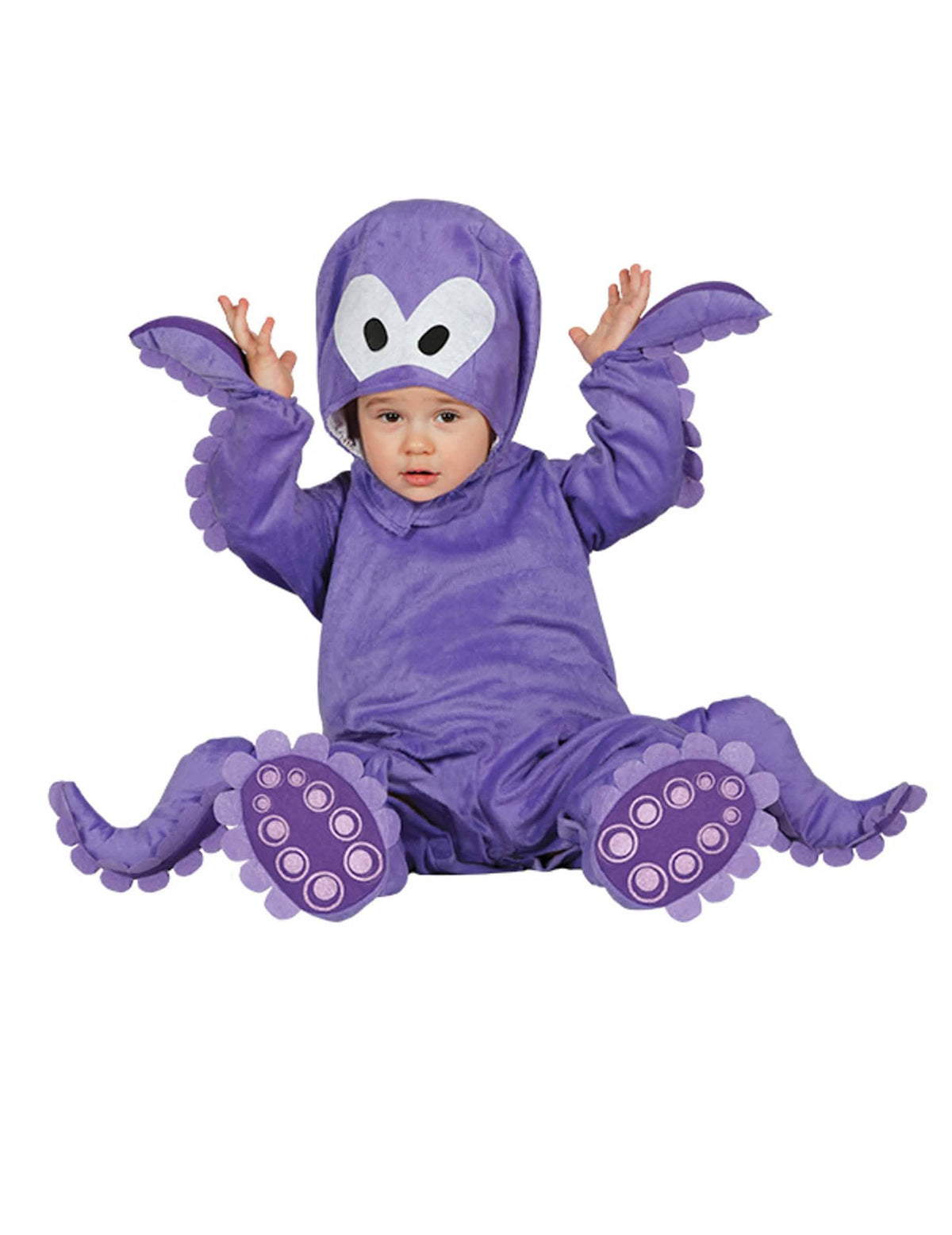 Disfraz mono con capucha de pulpo para bebé violeta
