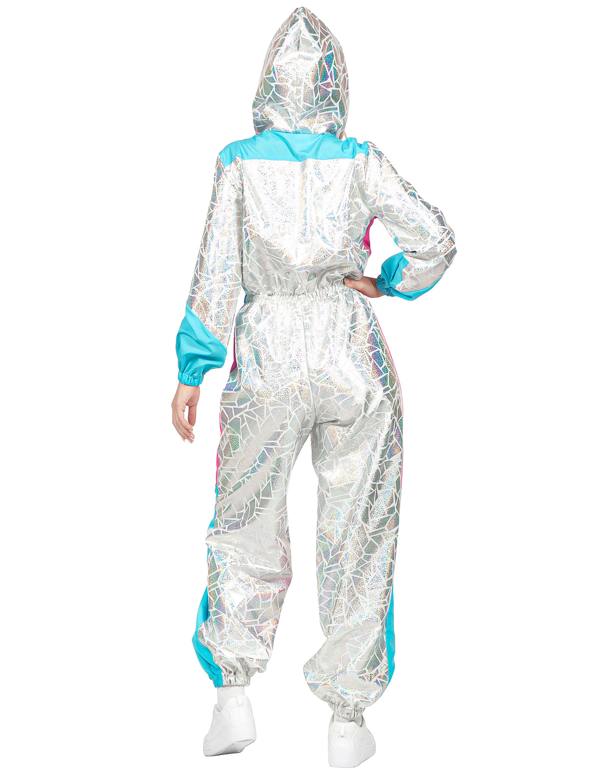 Disfraz de mono de esquí holográfico de lujo para mujer