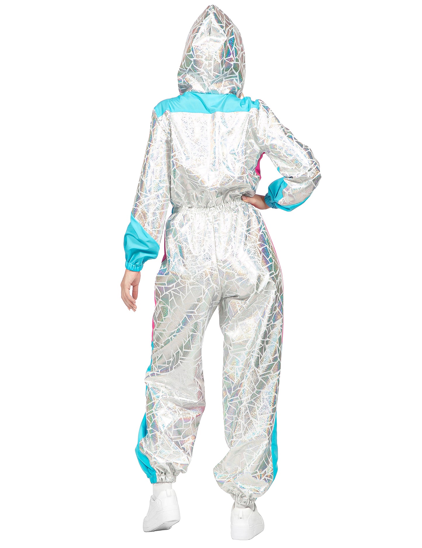 Disfraz de mono de esquí holográfico de lujo para mujer
