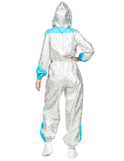 Disfraz de mono de esquí holográfico de lujo para mujer