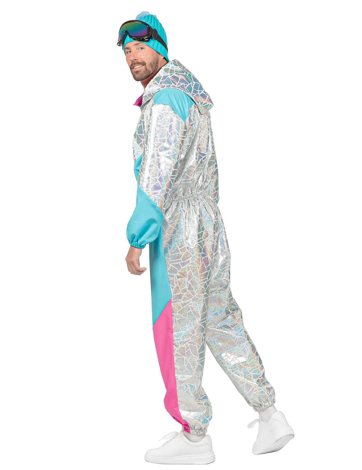 Disfraz de mono de esquí holográfico de lujo para hombre