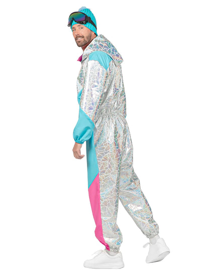 Disfraz de mono de esquí holográfico de lujo para hombre