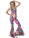 Déguisement combinaison hippie psychédélique pour femme multicolore à motifs tie-dye