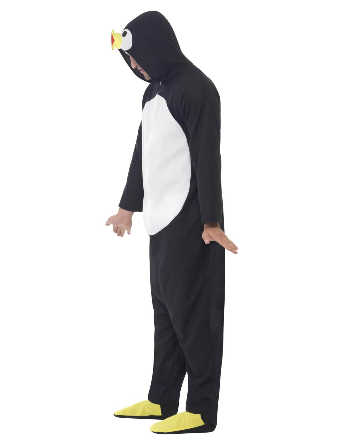 Vista de perfil del disfraz mono pingüino