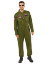 Déguisement combinaison Top Gun™ pour homme vert kaki avec écussons