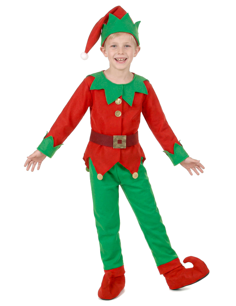 Déguisement complet Elfe de Noël pour enfant rouge et vert avec bonnet