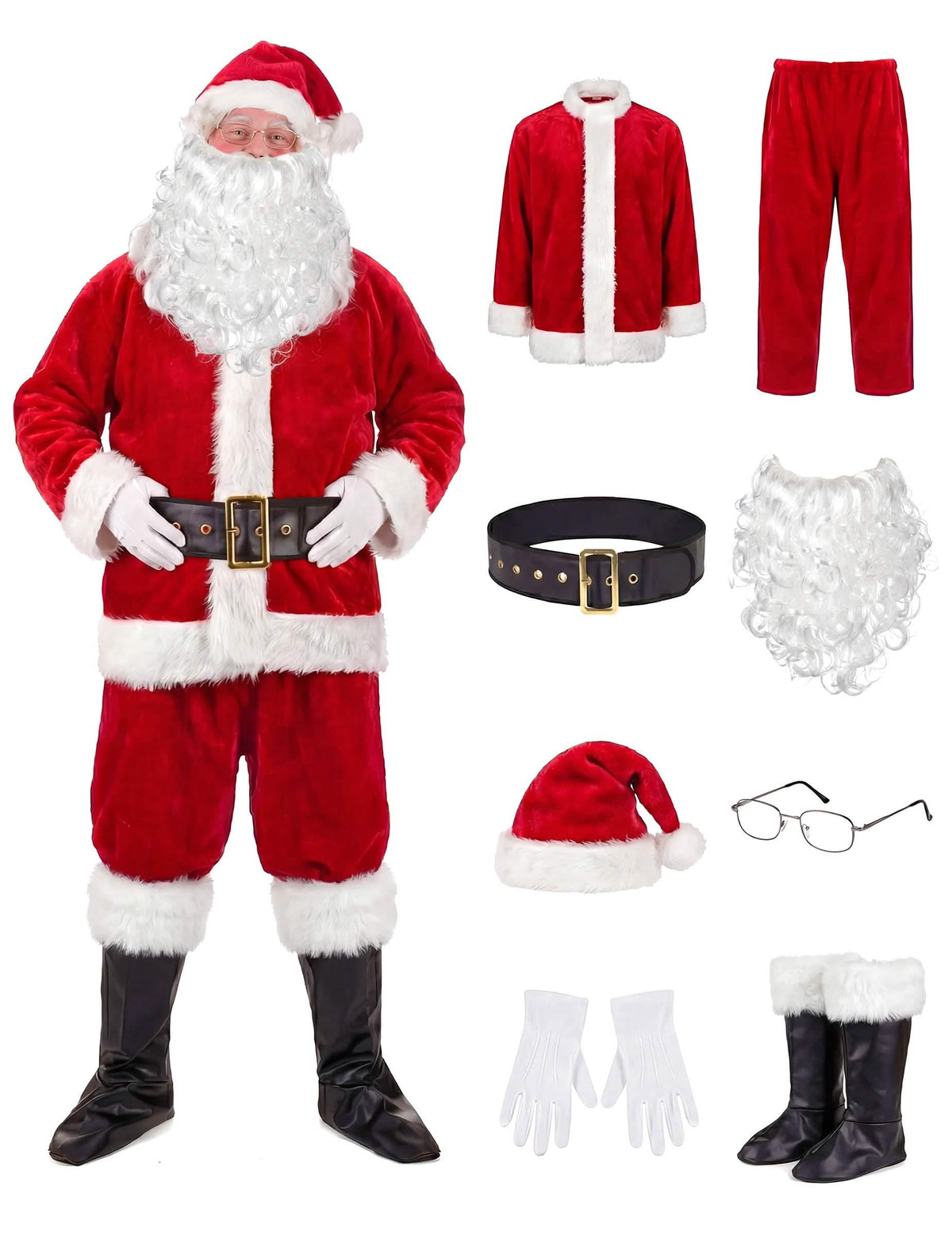 Disfraz completo de Papá Noel efecto peluche adulto