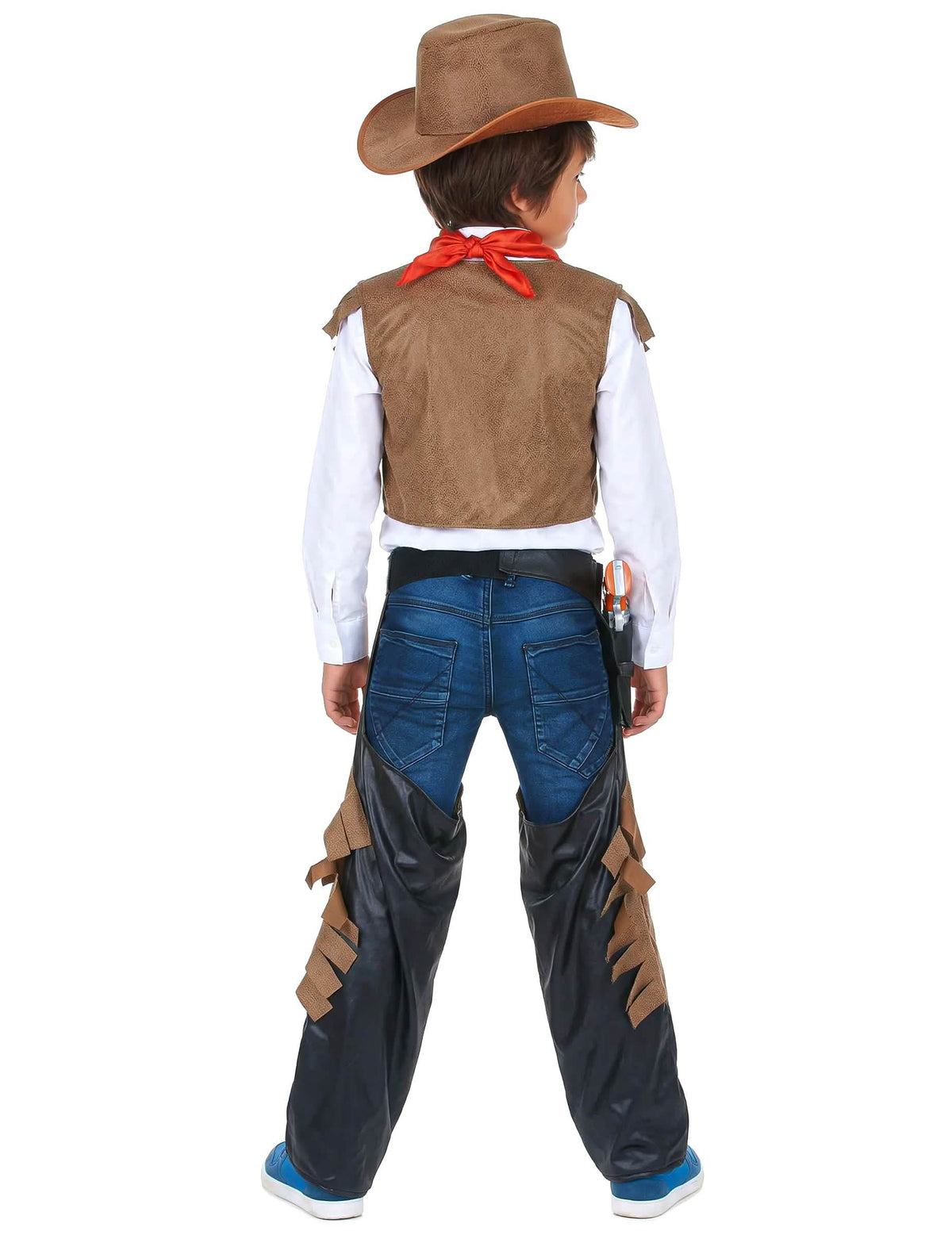 Vista trasera del disfraz de cowboy para niño marrón