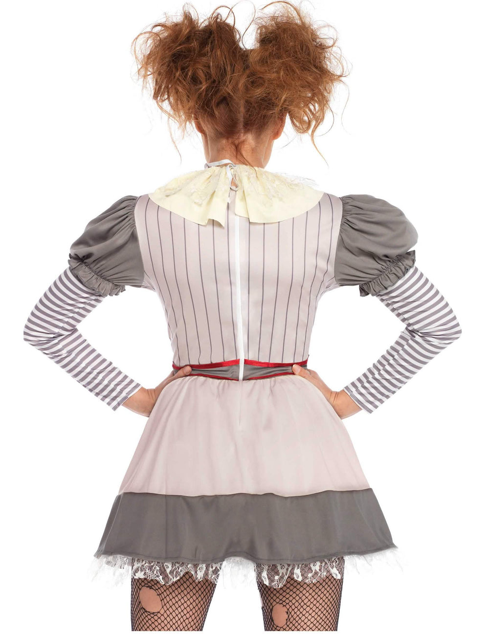 Vista trasera del disfraz de payaso creepy para mujer