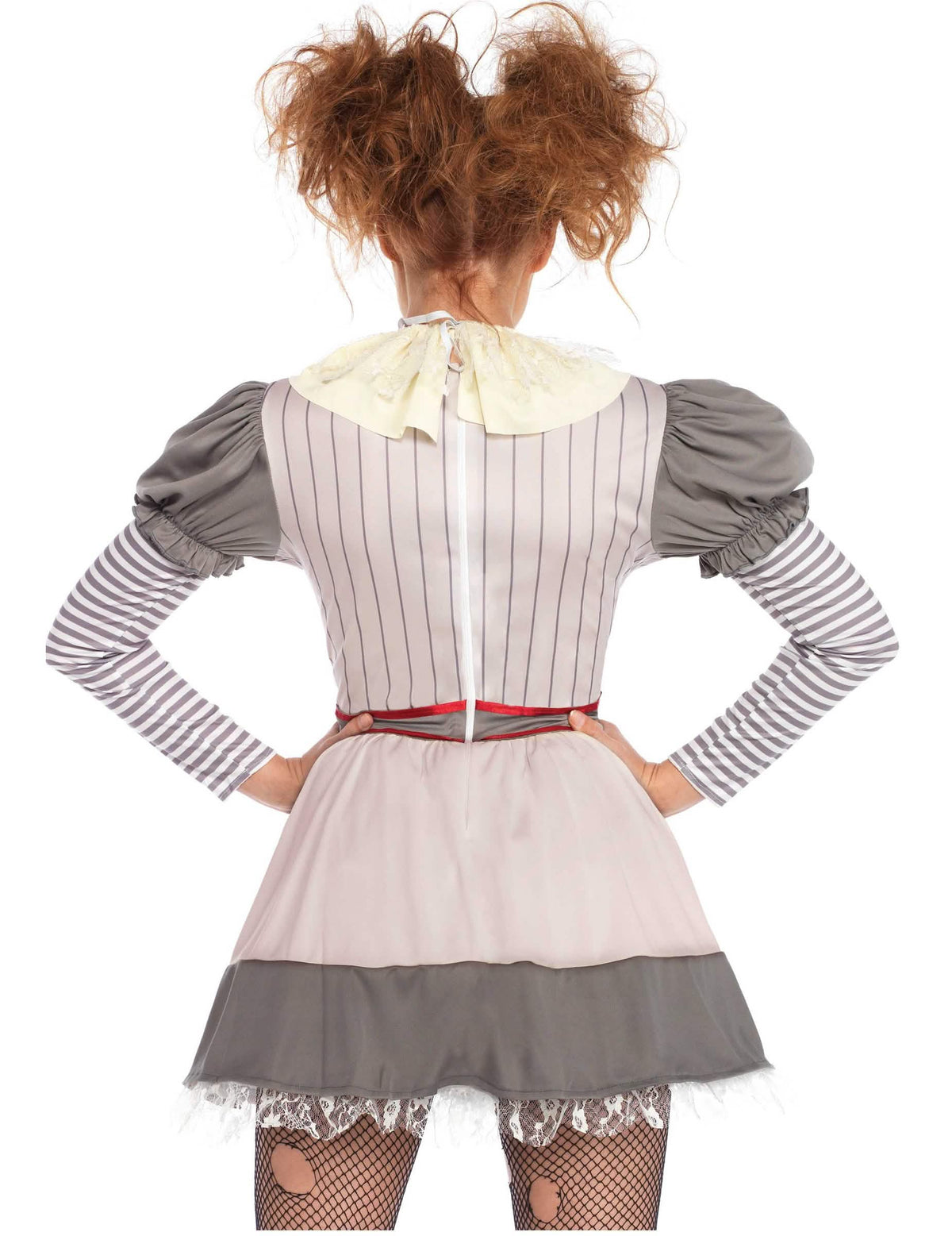 Vista trasera del disfraz de payaso creepy para mujer