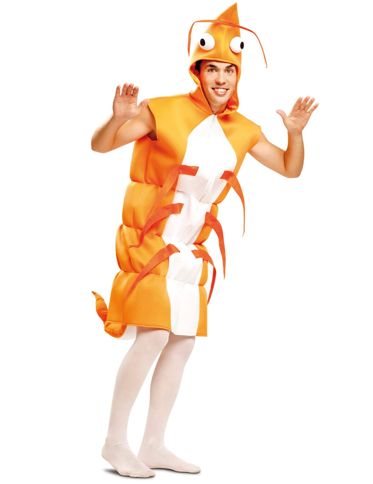 Disfraz de camarón para adulto naranja y blanco