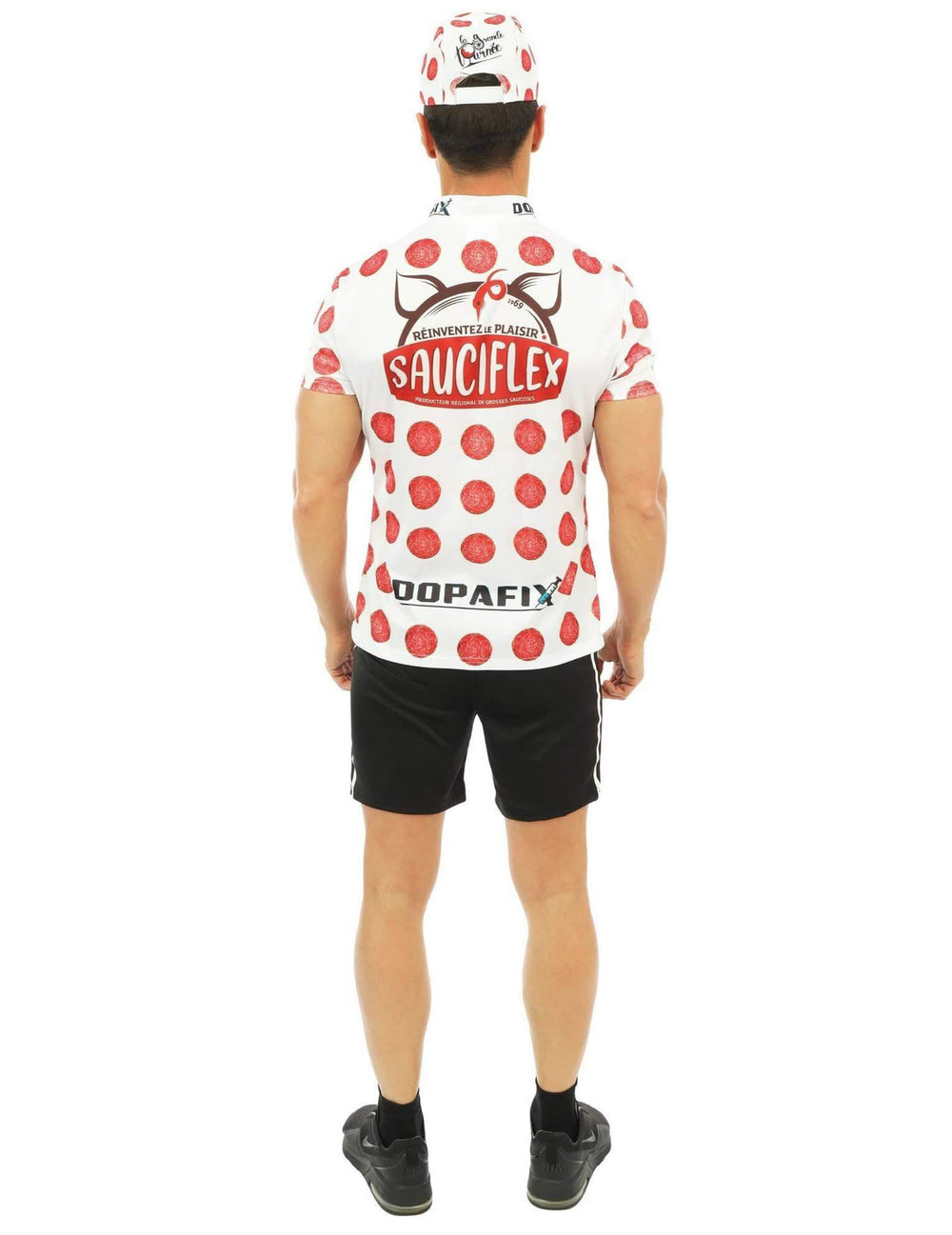 Vue de dos du déguisement de cycliste Sauciflex