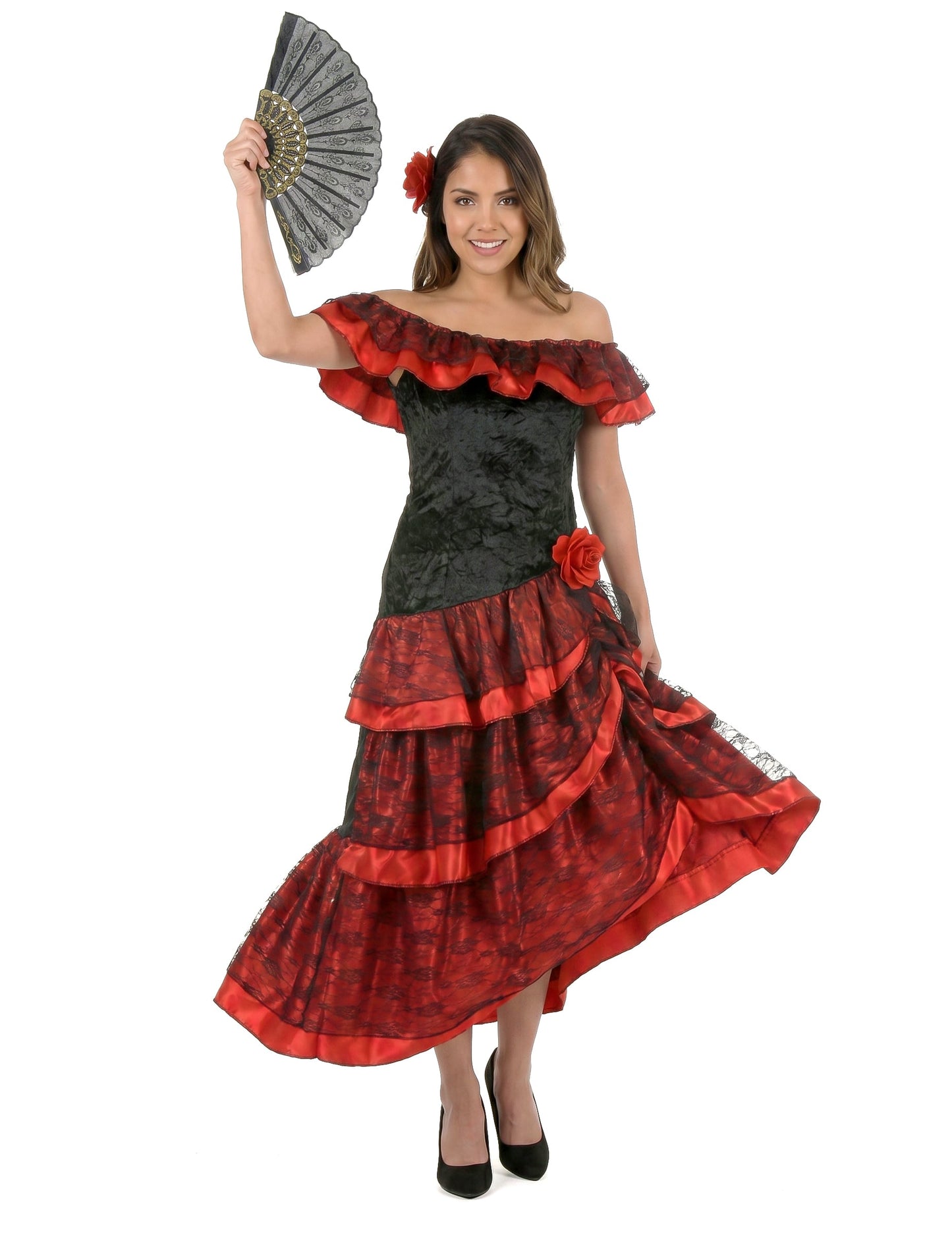 Disfraz de flamenca rojo y negro