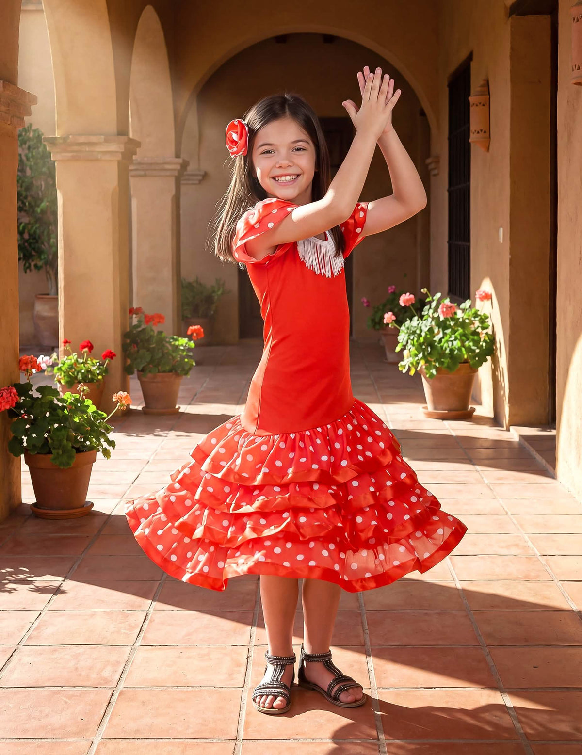 Mise en situation de danse du déguisement de danseuse flamenco