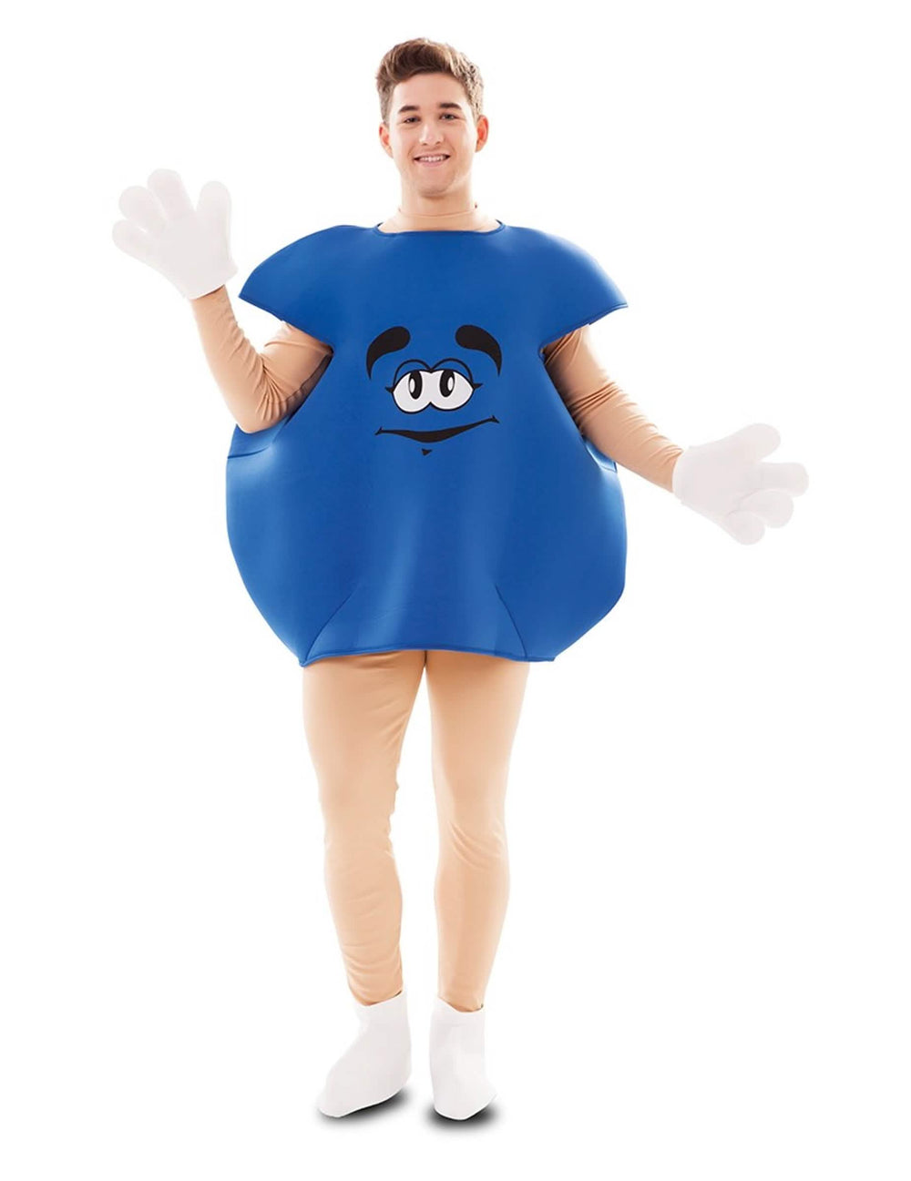 Vista general de hombre y mujer del disfraz de caramelo para adulto azul