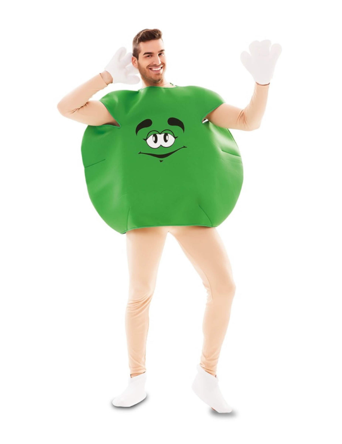 Vista de pareja del disfraz de caramelo para adulto verde