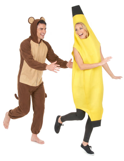 Disfraz pareja plátano y mono adulto