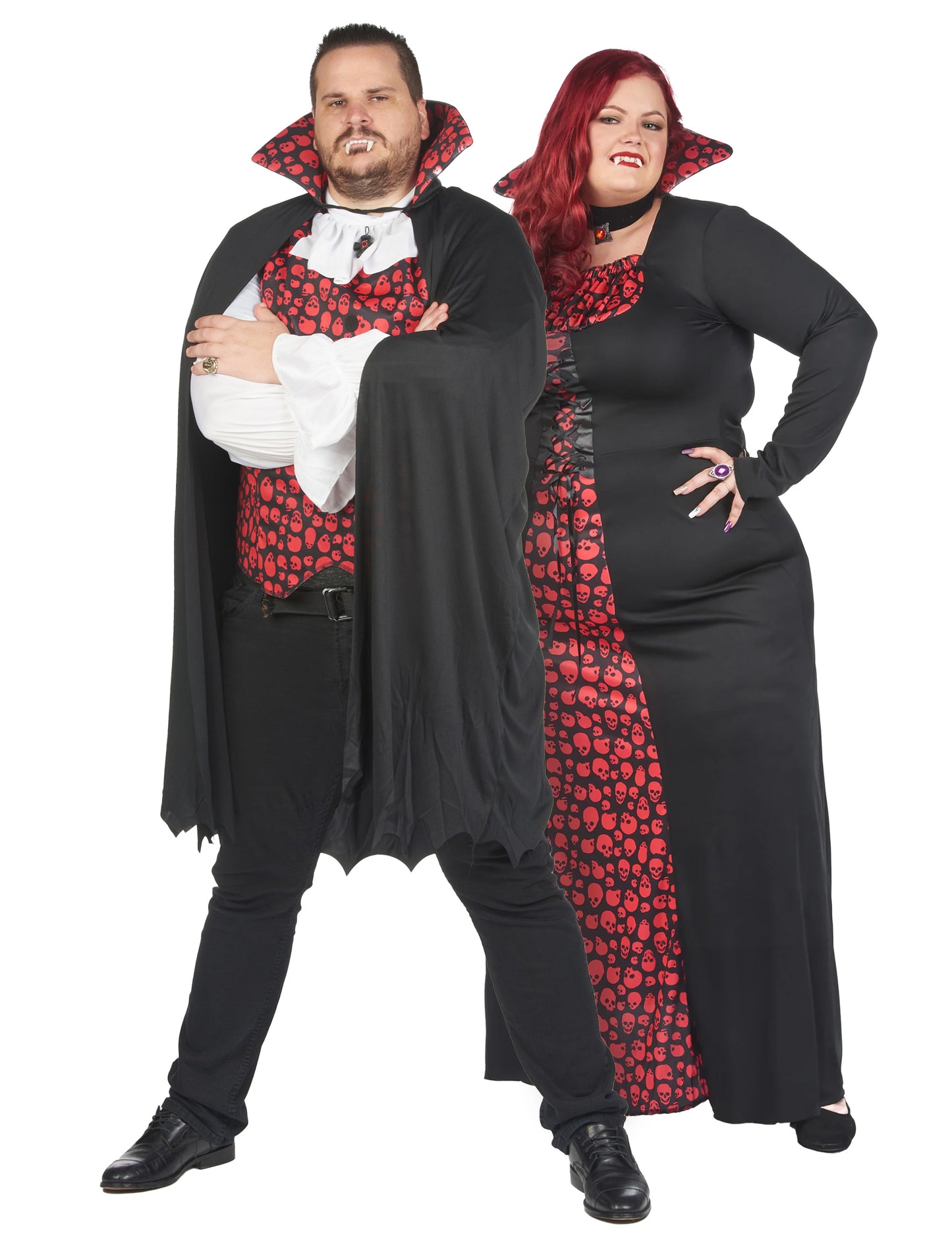 Disfraz de pareja de vampiros de halloween para adulto talla grande