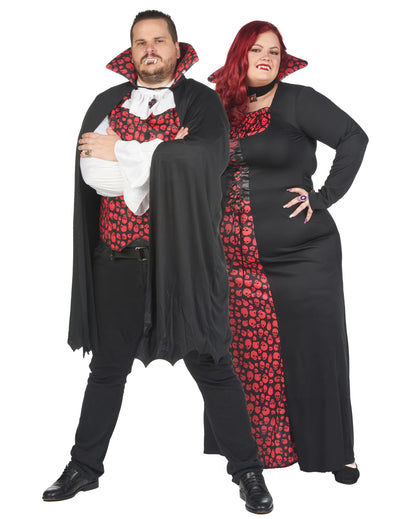 Disfraz de pareja de vampiros de halloween para adulto talla grande