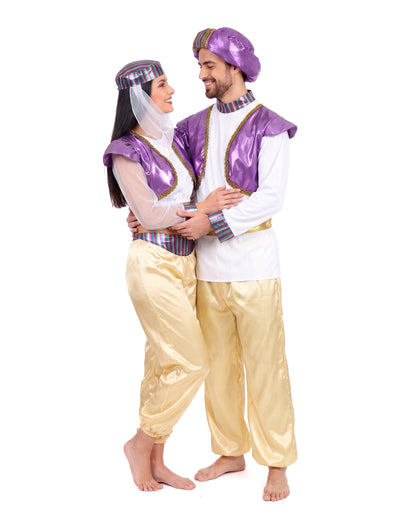 Disfraz de pareja de sultán y bailarina del vientre para adultos
