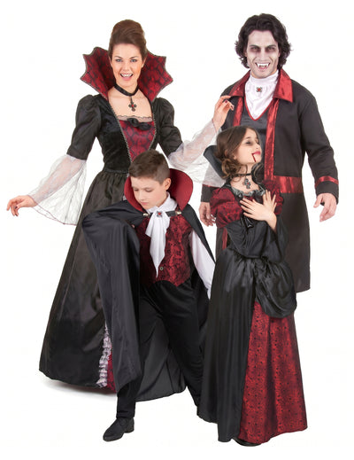 Disfraz familiar de vampiros barrocos para Halloween