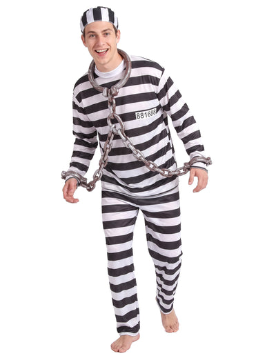 Disfraz de preso para hombre rayas