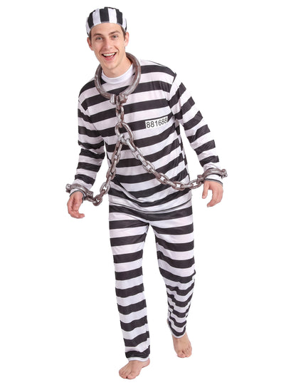 Disfraz de preso para hombre rayas