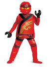 Déguisement deluxe Kai Ninjago LEGO pour enfant rouge avec masque et gants noirs