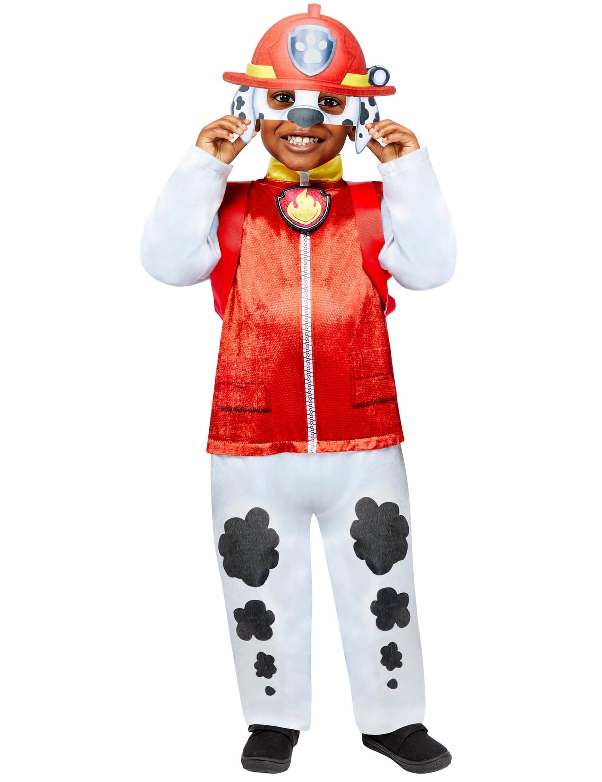 Disfraz deluxe Marcus Patrulla Canina para niño rojo y blanco con casco y mochila