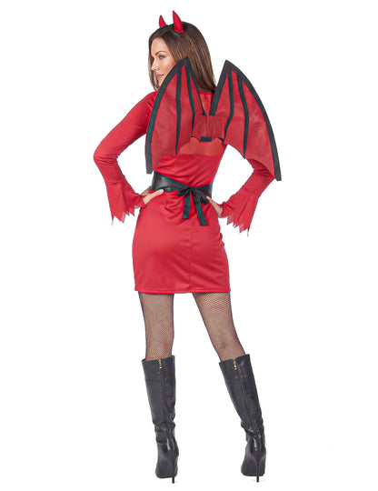 Disfraz de diablesa rojo y negro mujer Halloween