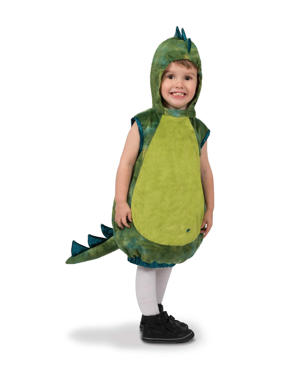 Disfraz de dinosaurio para bebé verde con capucha y cola